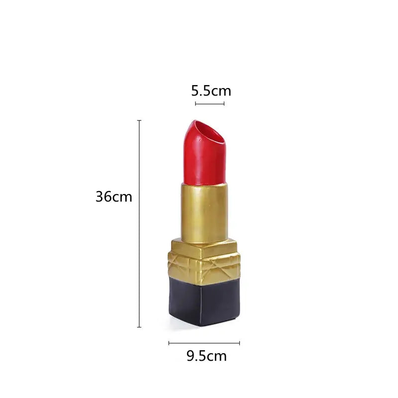 Gold & silver lipstick vase resin bedroom flower ornament