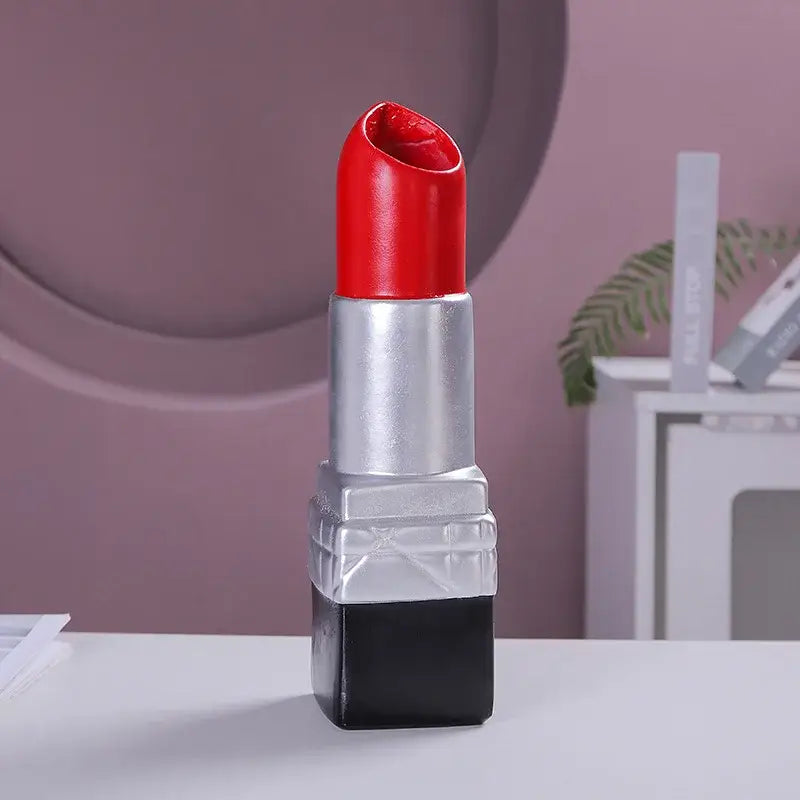 Gold & silver lipstick vase resin bedroom flower ornament