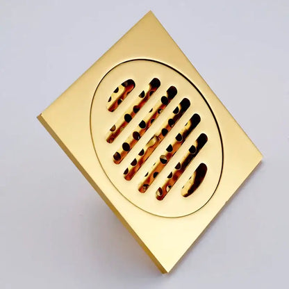 Gold square bathroom shower drain with interchangeable grates