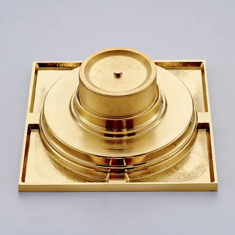 Gold square bathroom shower drain with interchangeable grates