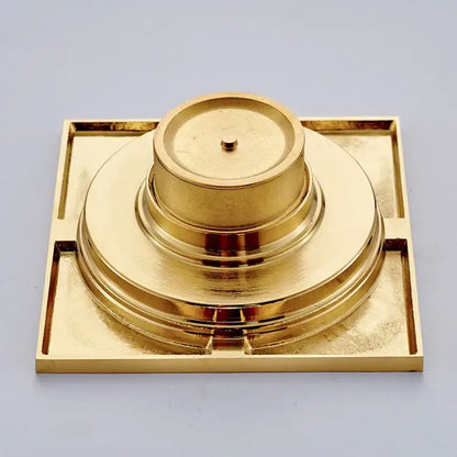 Gold square bathroom shower drain with interchangeable grates