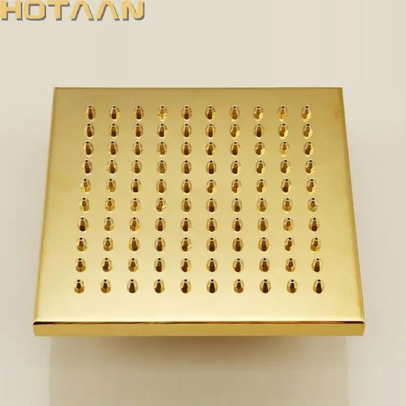 Gold square overhead shower head bathroom rain fixture