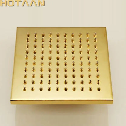 Gold square overhead shower head bathroom rain fixture