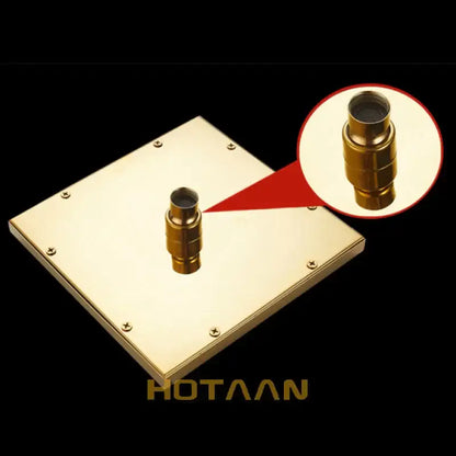 Gold square overhead shower head bathroom rain fixture