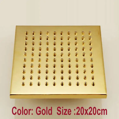 Gold square overhead shower head bathroom rain fixture