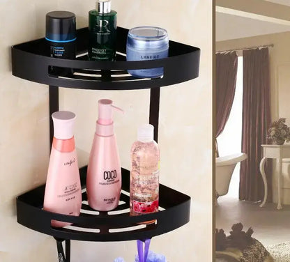 Gold stainless steel two tier corner shelf bathroom shower caddy