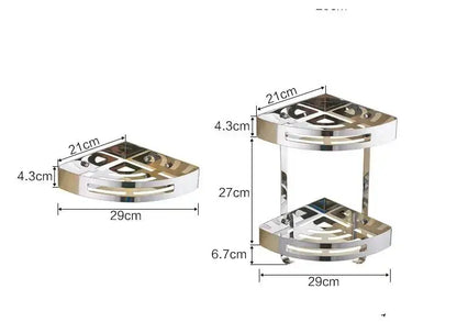 Gold stainless steel two tier corner shelf bathroom shower caddy