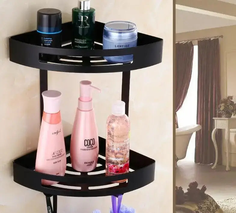 Gold stainless steel two tier corner shelf bathroom shower caddy