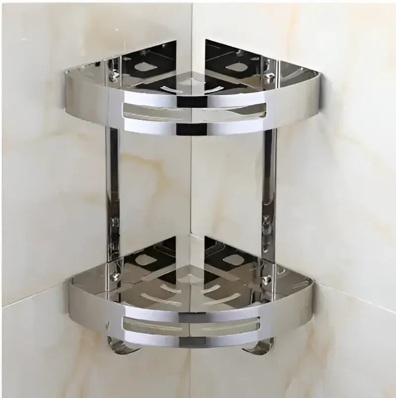 Gold stainless steel two tier corner shelf bathroom shower caddy