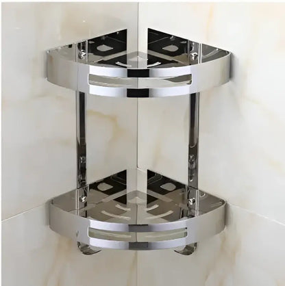 Gold stainless steel two tier corner shelf bathroom shower caddy