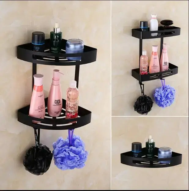 Gold stainless steel two tier corner shelf bathroom shower caddy