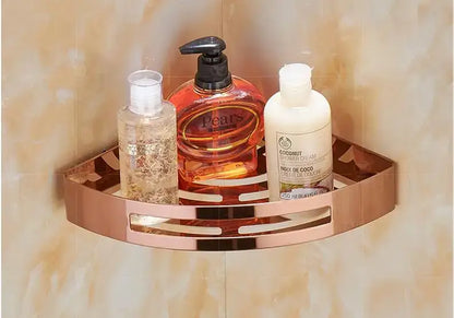 Gold stainless steel two tier corner shelf bathroom shower caddy