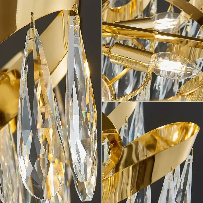 Gold sunflower crystal ceiling chandelier living room led light