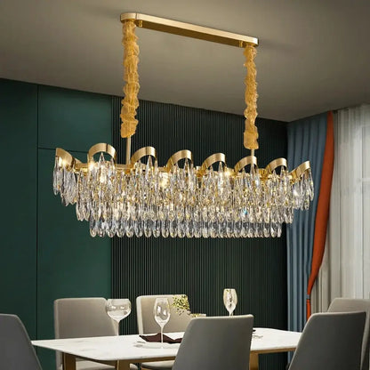 Gold sunflower crystal ceiling chandelier living room led light