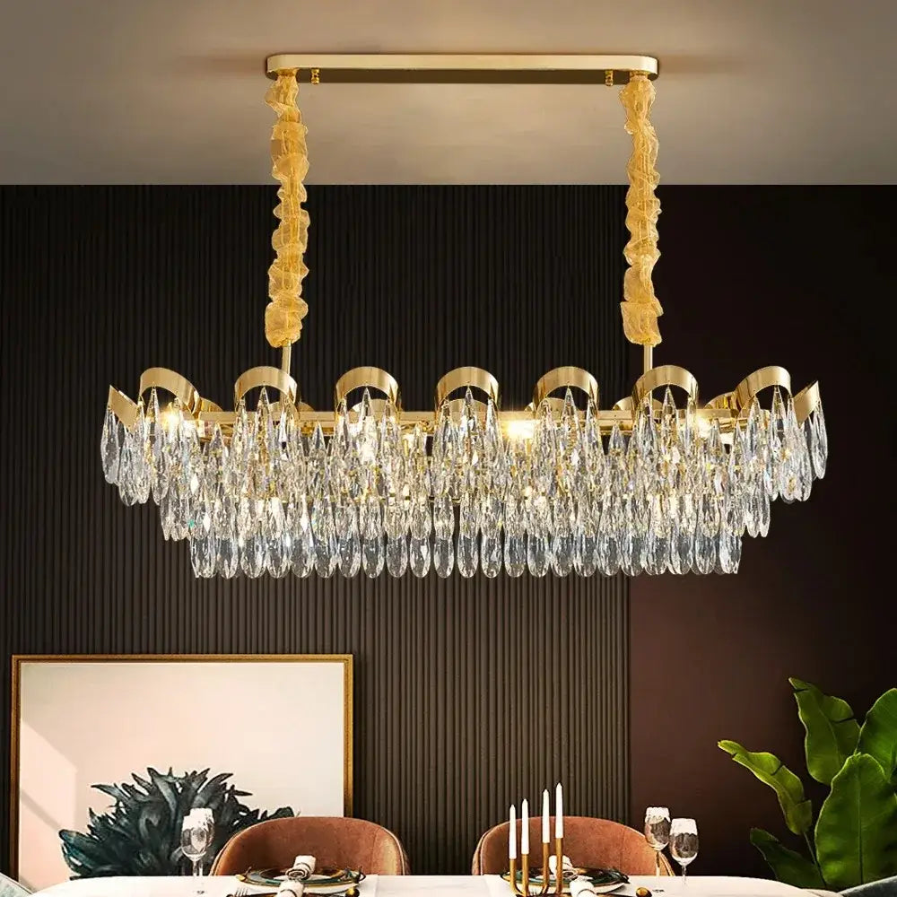 Gold sunflower crystal ceiling chandelier living room led light