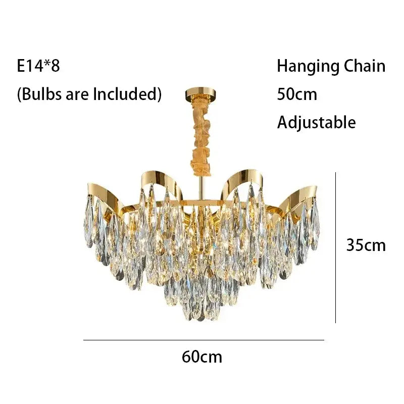 Gold sunflower crystal ceiling chandelier living room led light