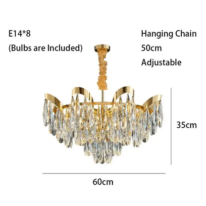 Gold sunflower crystal ceiling chandelier living room led light