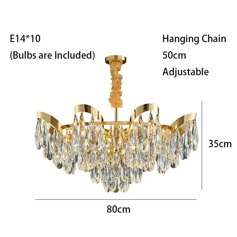 Gold sunflower crystal ceiling chandelier living room led light