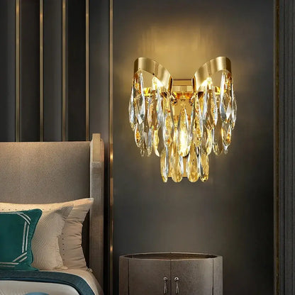 Gold sunflower crystal ceiling chandelier living room led light