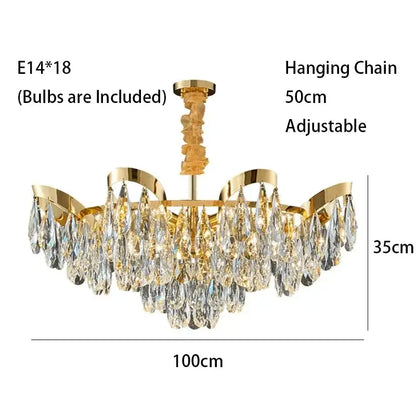 Gold sunflower crystal ceiling chandelier living room led light