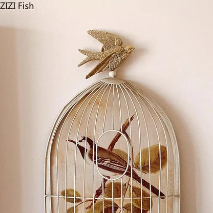 Gold swallow dove wall hanging hooks living room decor