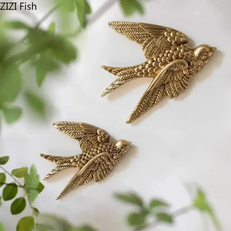 Gold swallow dove wall hanging hooks living room decor