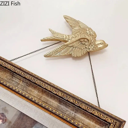 Gold swallow dove wall hanging hooks living room decor