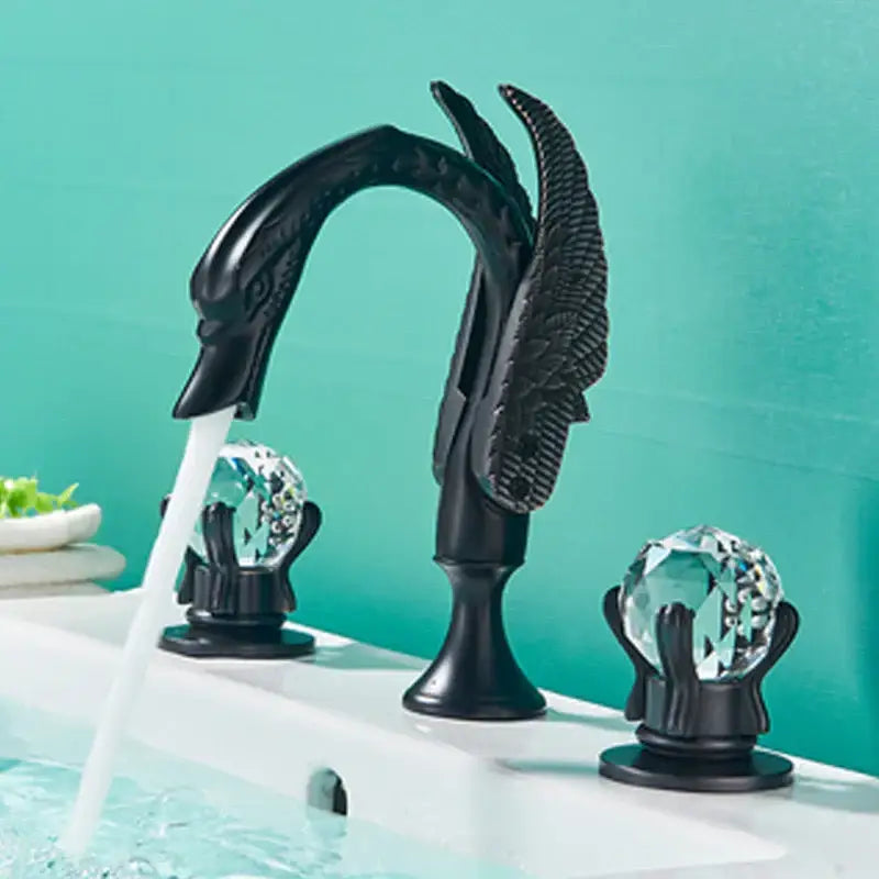 Gold swan crystal handle bathroom faucet – basin mixer tap