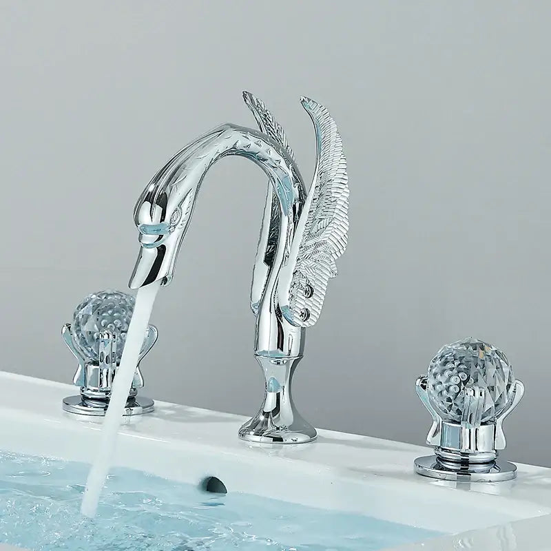 Gold swan crystal handle bathroom faucet – basin mixer tap