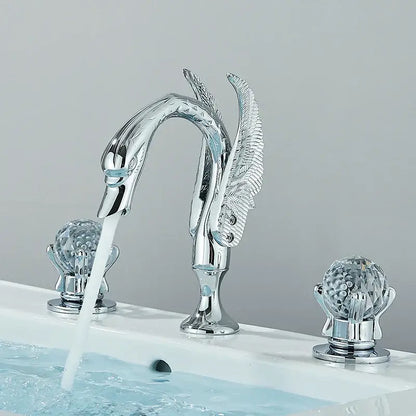 Gold swan crystal handle bathroom faucet – basin mixer tap