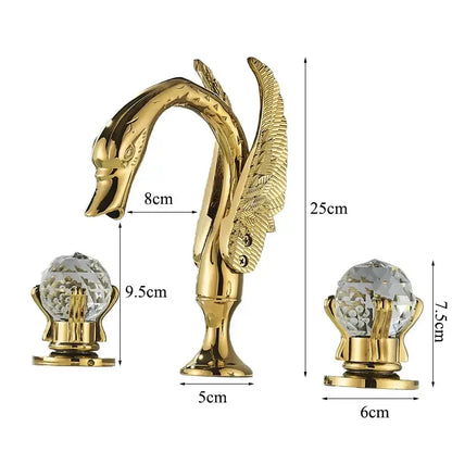Gold swan crystal handle bathroom faucet – basin mixer tap