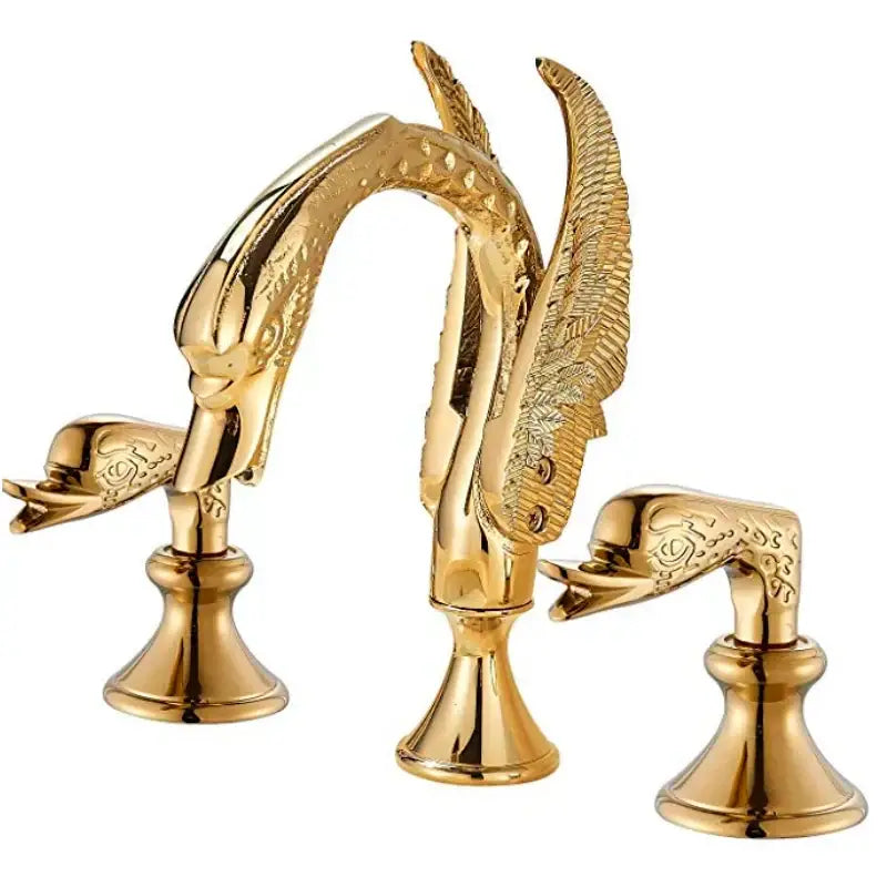 Gold swan crystal handle bathroom faucet – basin mixer tap