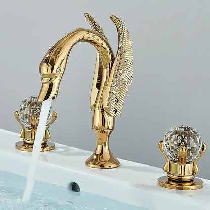Gold swan crystal handle bathroom faucet – basin mixer tap