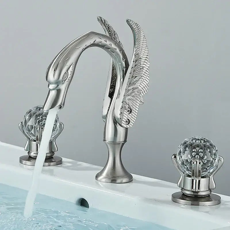 Gold swan crystal handle bathroom faucet – basin mixer tap