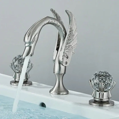 Gold swan crystal handle bathroom faucet – basin mixer tap