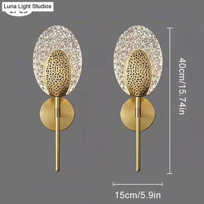 Gold textured glass led wall lamp bedroom indoor lighting