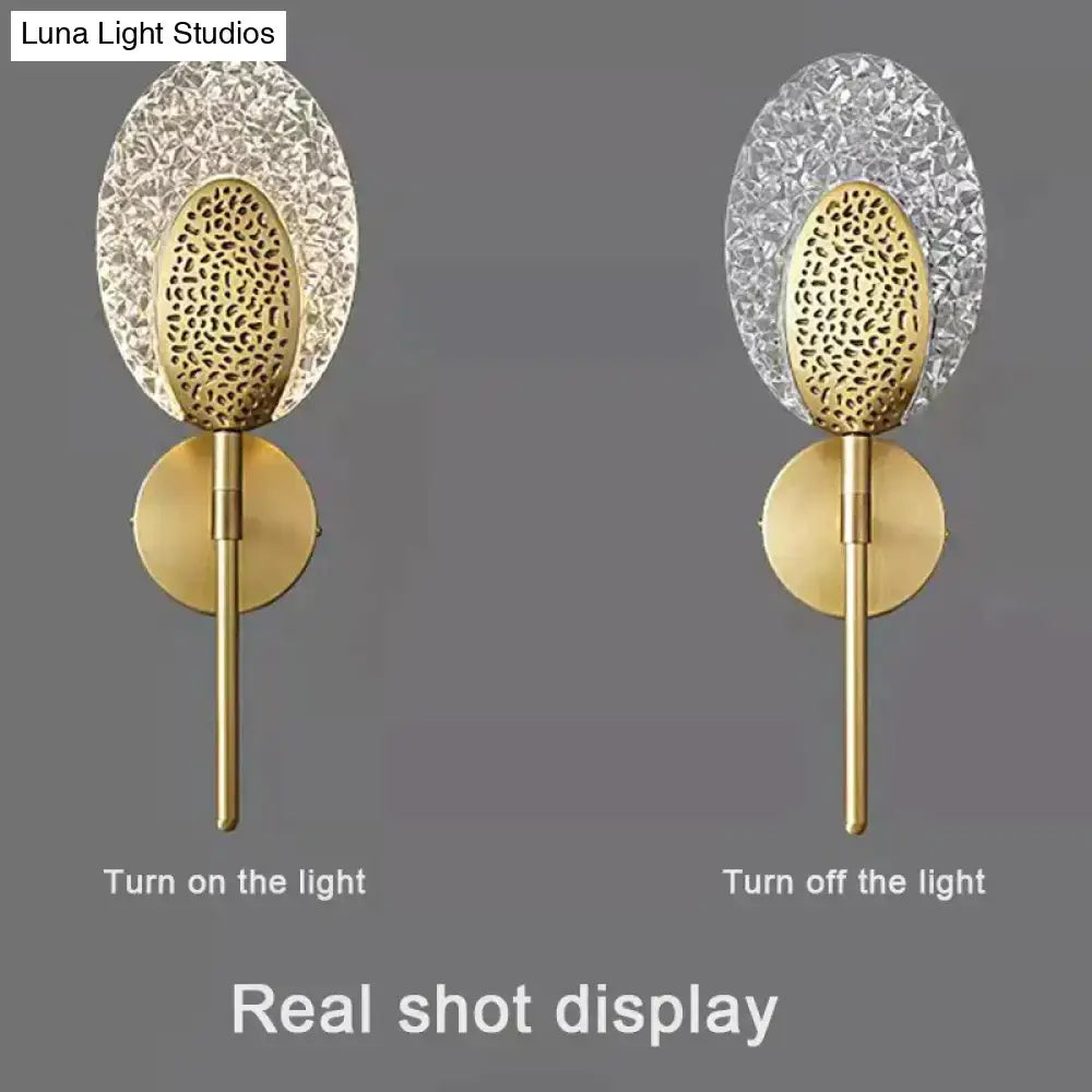 Gold textured glass led wall lamp bedroom indoor lighting