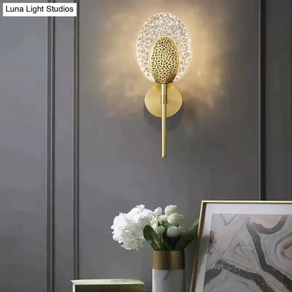 Gold textured glass led wall lamp bedroom indoor lighting