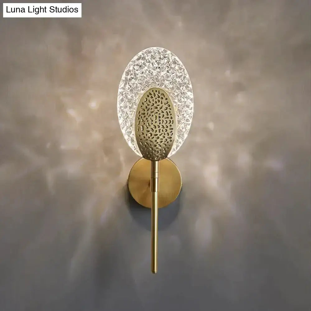 Gold textured glass led wall lamp bedroom indoor lighting