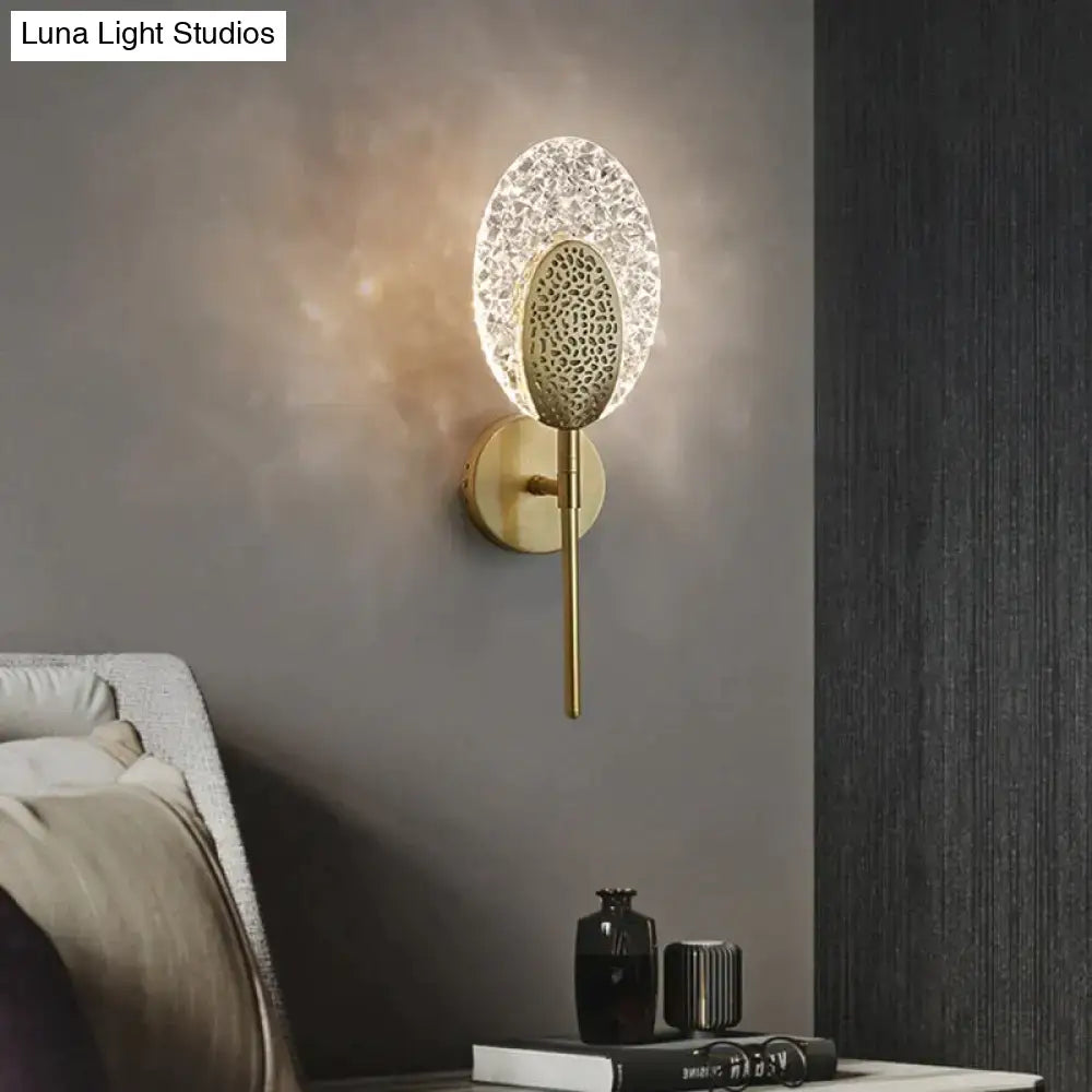 Gold textured glass led wall lamp bedroom indoor lighting