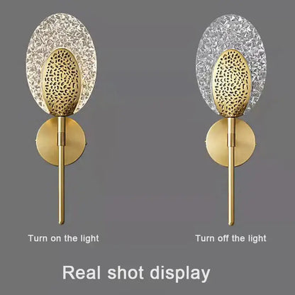 Gold textured glass led wall lamp bedroom indoor lighting