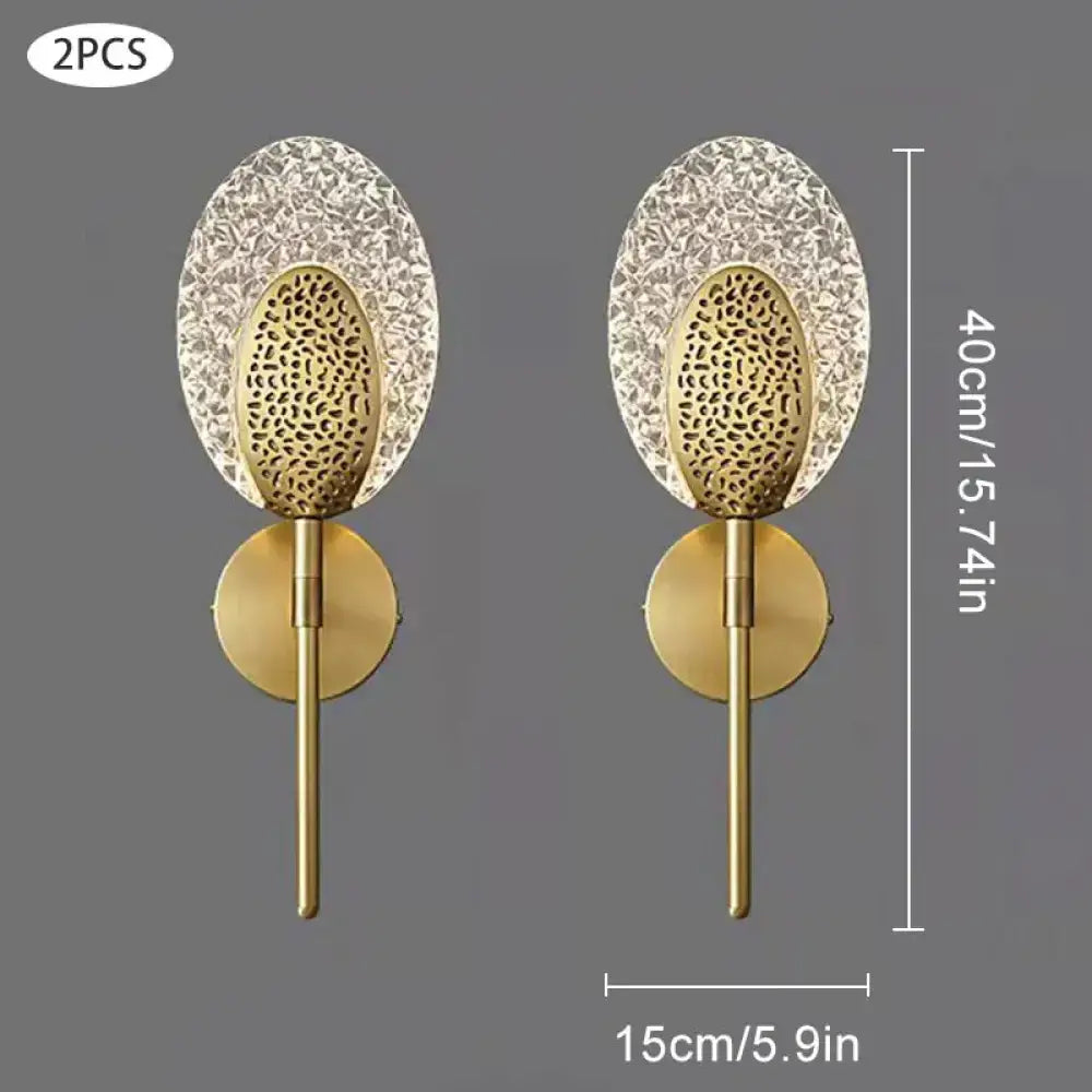Gold textured glass led wall lamp bedroom indoor lighting