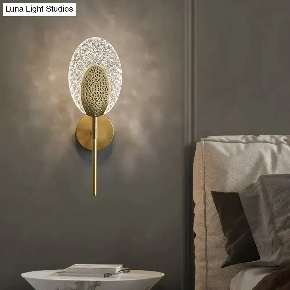 Gold textured glass led wall lamp bedroom indoor lighting