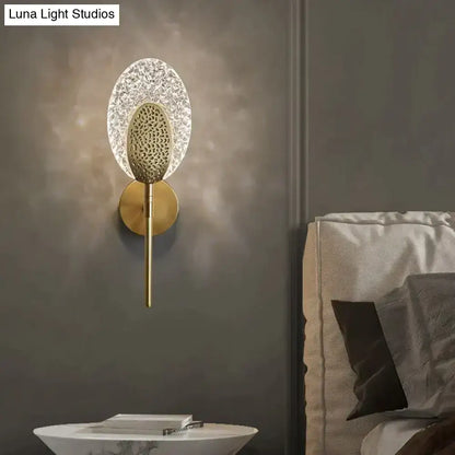 Gold textured glass led wall lamp bedroom indoor lighting
