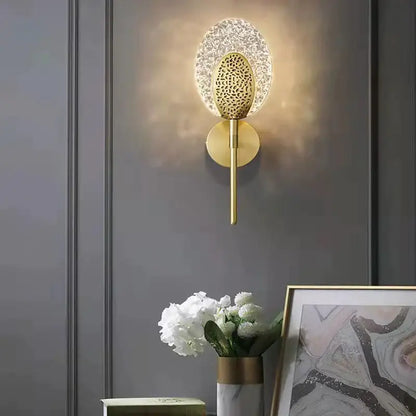 Gold textured glass led wall lamp bedroom indoor lighting