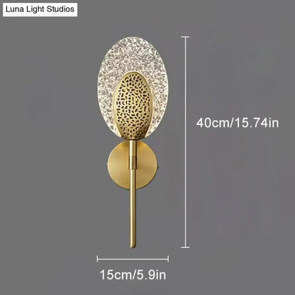 Gold textured glass led wall lamp bedroom indoor lighting