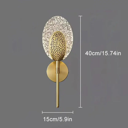 Gold textured glass led wall lamp bedroom indoor lighting