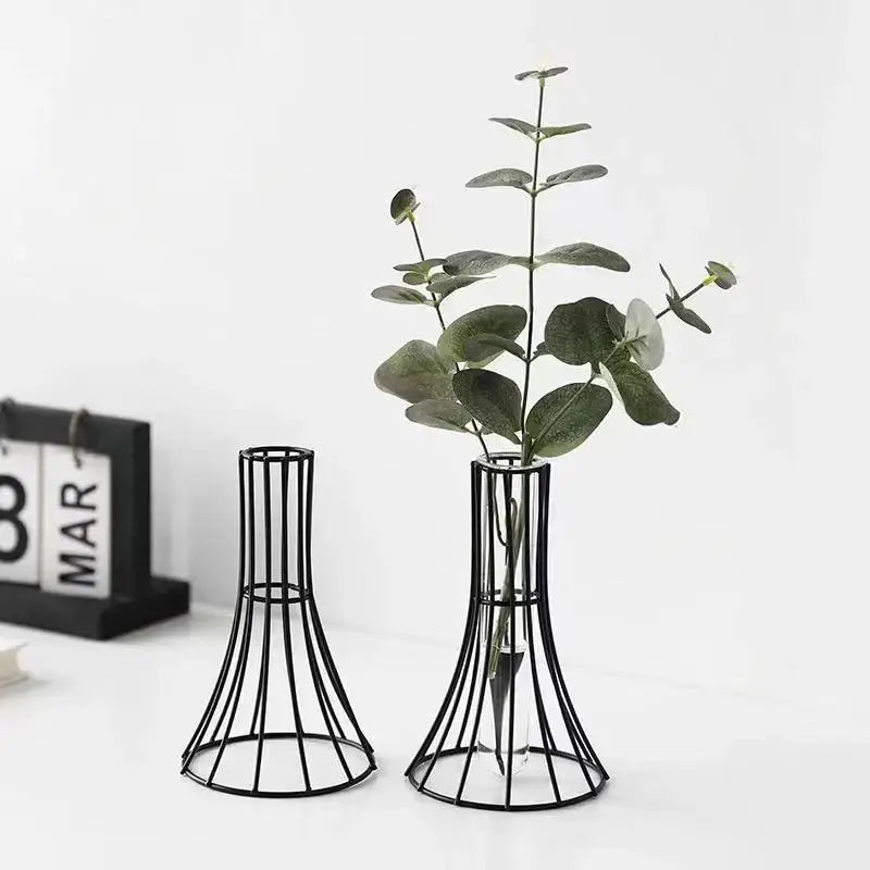 Modern gold vase with eucalyptus branches desk decoration office