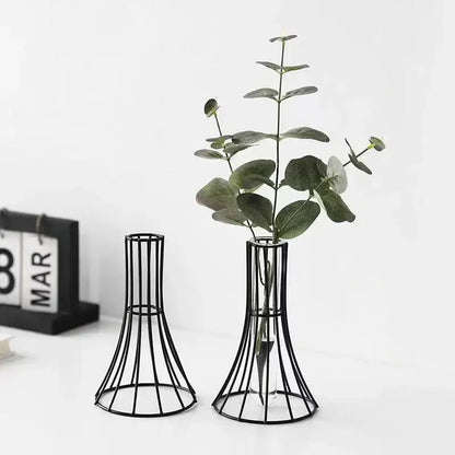 Modern gold vase with eucalyptus branches desk decoration office