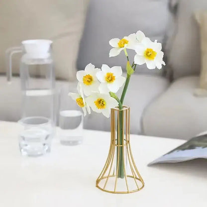 Modern gold vase with eucalyptus branches desk decoration office